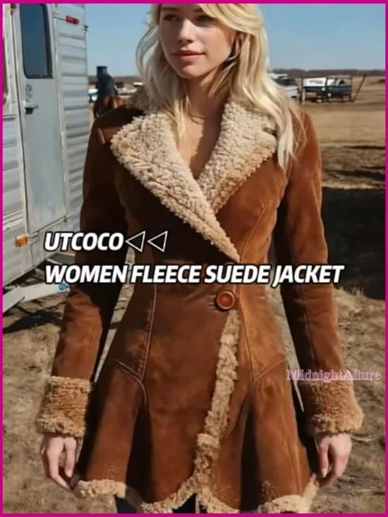 Sherpa Lined Faux Suede Jacket Slim Fit Winter Coat Fleece Lined - Picture 7 of 7